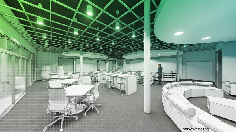 A rendering of the Creative Space.