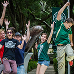 Students at the Dolphin Statues