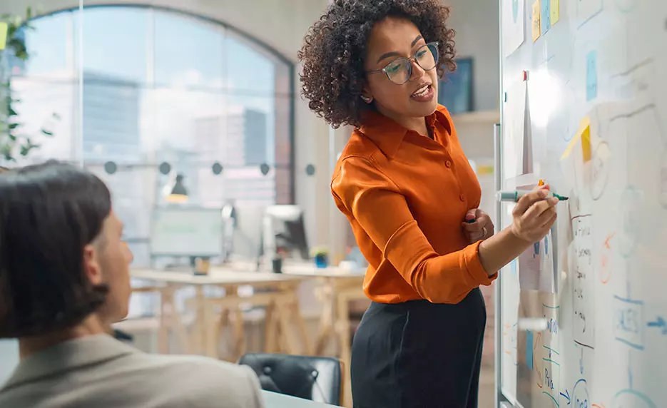 Businesswoman consulting with a client